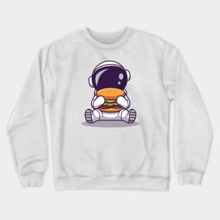 Cute Astronaut Eating Burger Crewneck Sweatshirt